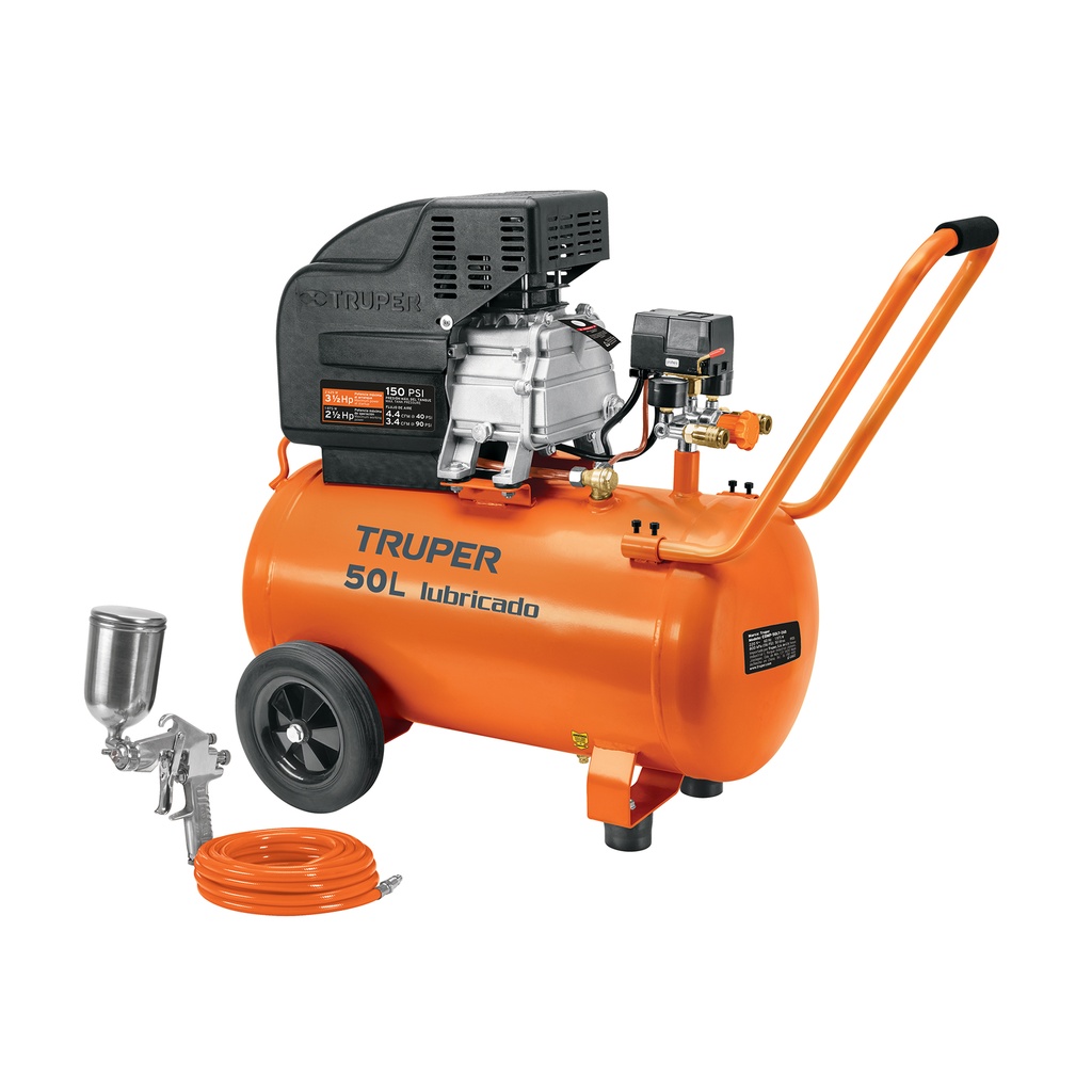 Kit, compresor 50 L, 3-1/2 HP, manguera de PVC y pistola - Pag 116
