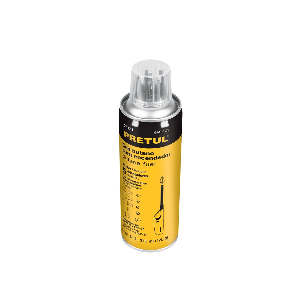 Lata de gas butano para encendedor, 125 ml, Pretul