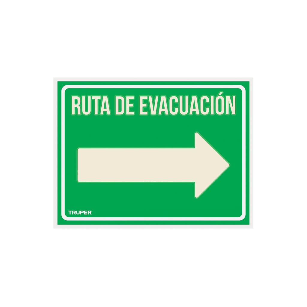 Letrero de señalización 'RUTA EVACUACIÓN DERECHA',21 x 28 cm - Pag 362