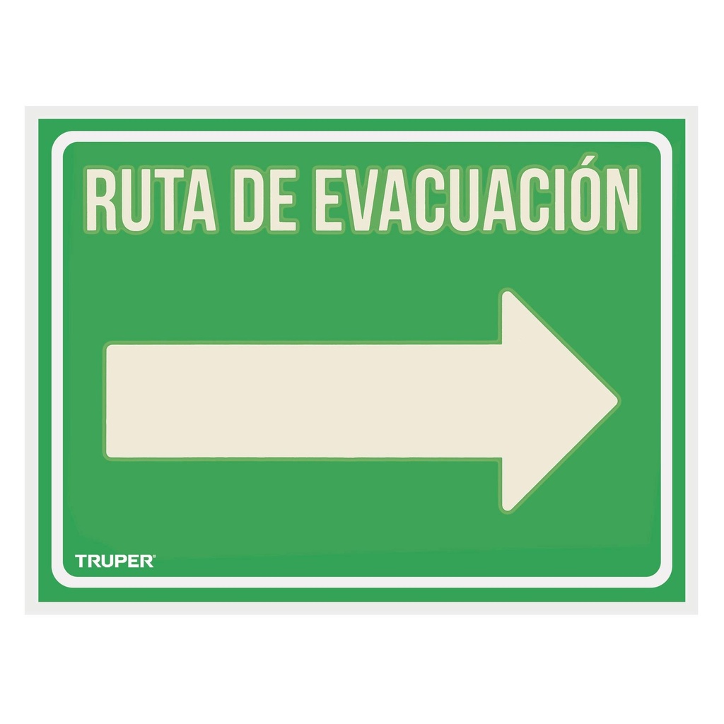 Letrero de señalización 'RUTA EVACUACIÓN DERECHA',21 x 28 cm - Pag 465