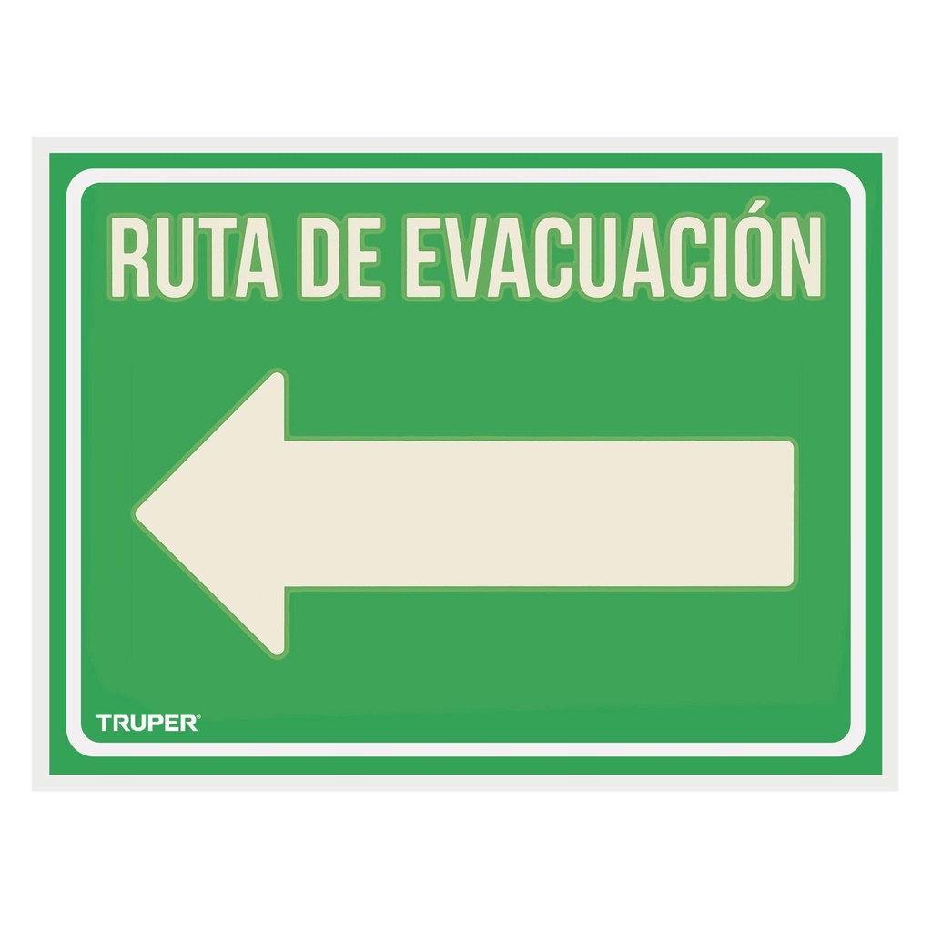 Letrero de señalización 'RUTA EVACUACIÓN IZQUIERDA',21x28 cm - Pag 465