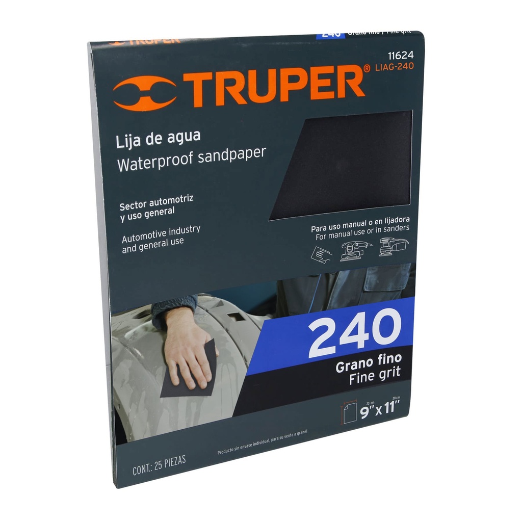 [T11624] Lija de agua grano 240 de carburo de silicio, Truper - Pag 195