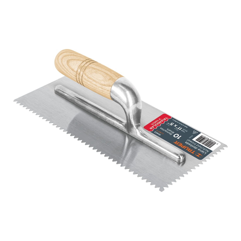 Llana dentado triangular 11', 10 remaches, mango madera