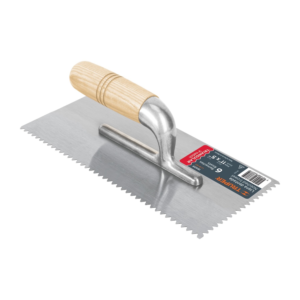 Llana dentado triangular 11', 6 remaches, mango madera