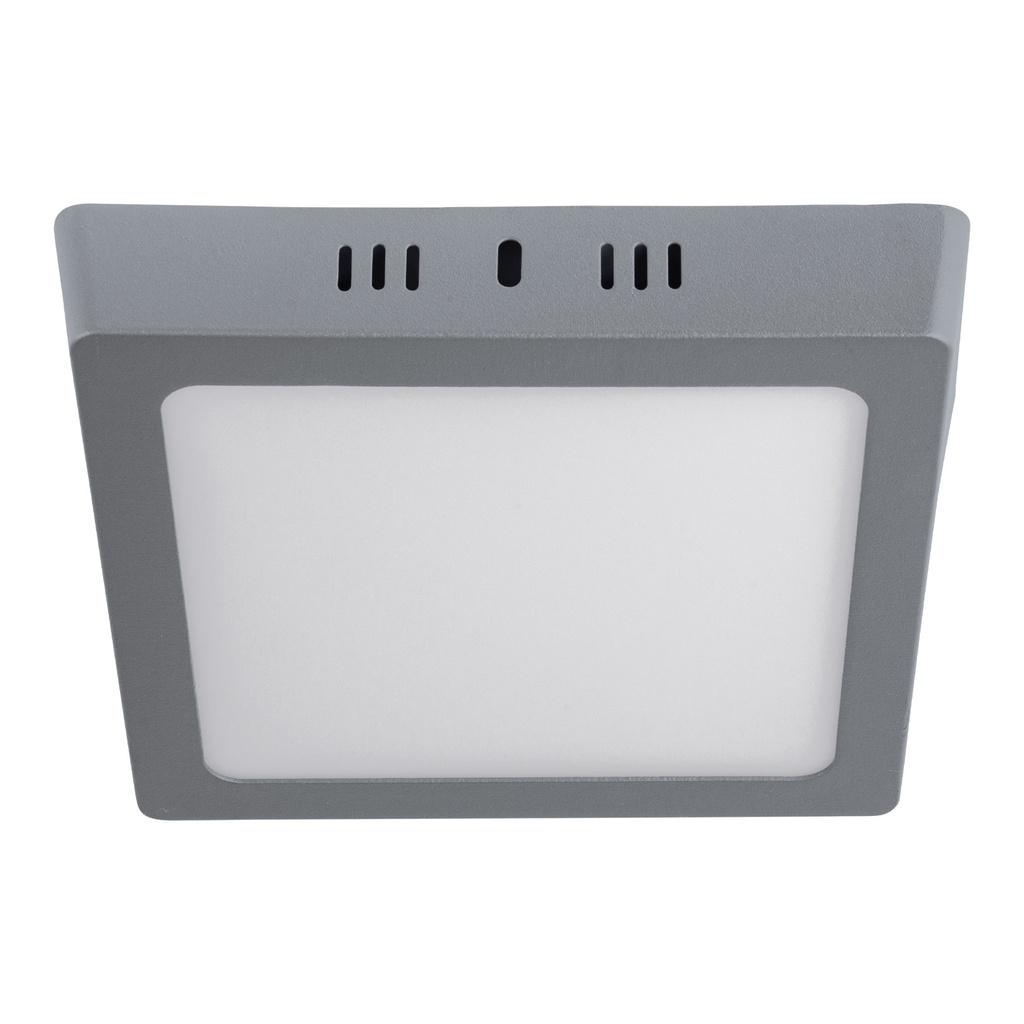 Luminario LED cuadrado tipo plafón 12 W, gris, luz de día - Pag 450