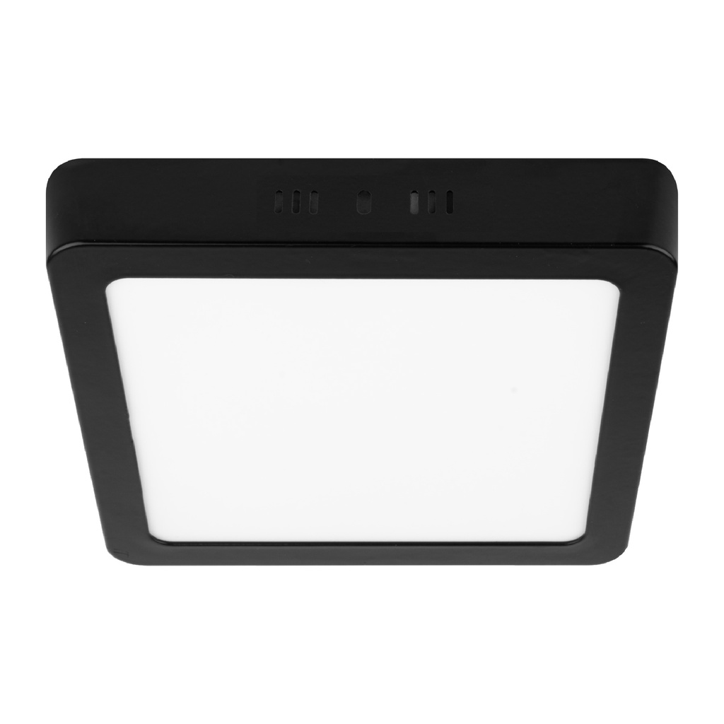 Luminario de LED 18 W cuadrado tipo plafón luz de día, negro