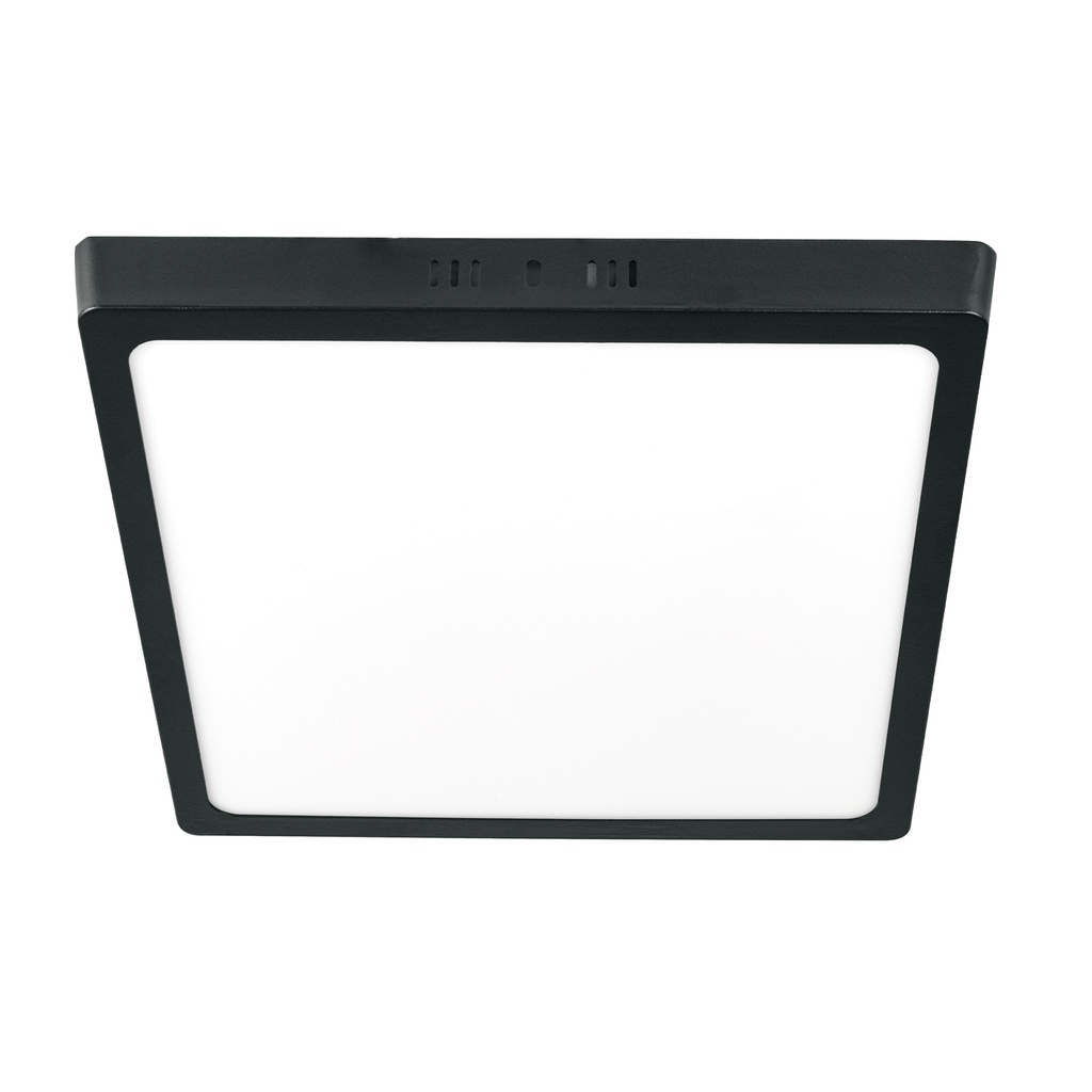 Luminario de LED 24 W cuadrado tipo plafón luz de día, negro