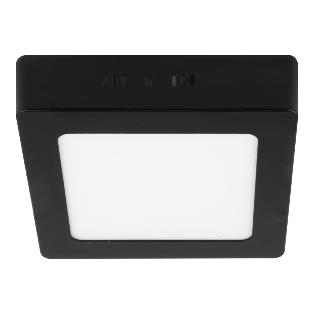 Luminario de LED 6 W cuadrado tipo plafón luz de día, negro