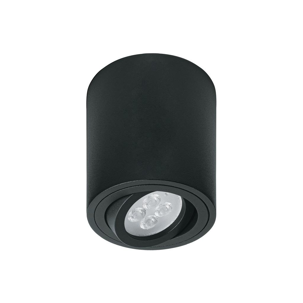 Luminario de sobreponer con spot dirigible, redondo, negro