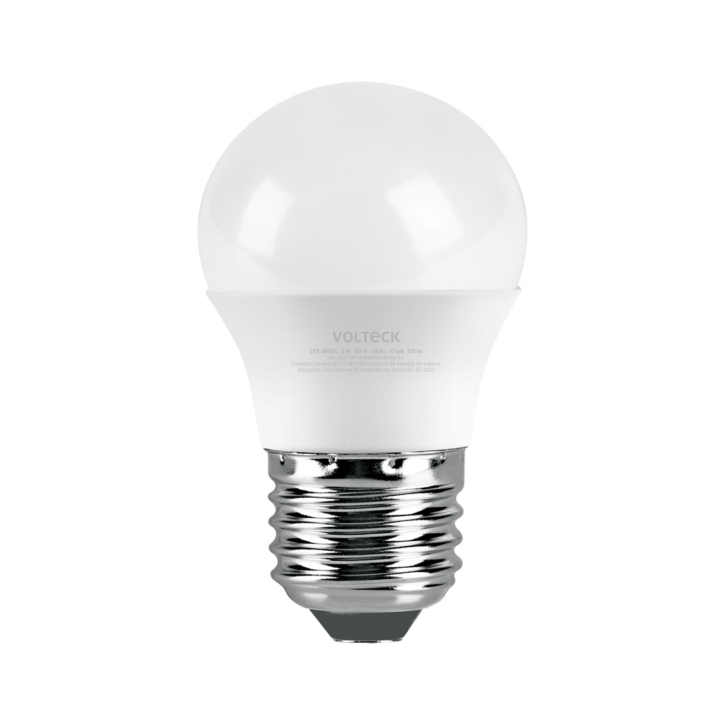 Lámpara LED G45 3 W (equiv. 25 W), luz cálida, caja, Volteck - Pag 442