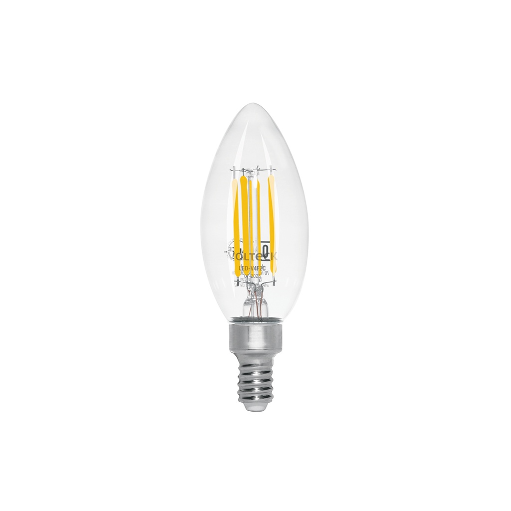 Lámpara LED tipo vela 4 W con filamento base E12 luz cálida