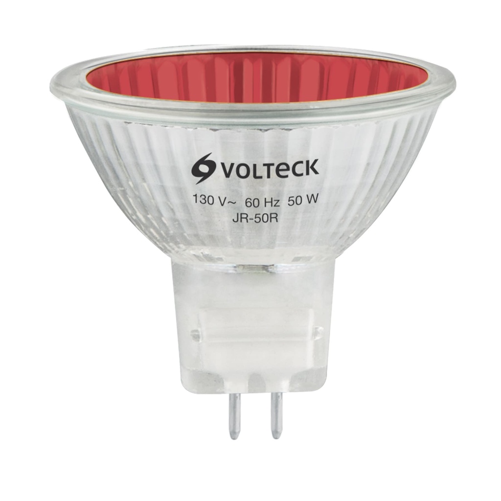 [T47255] Lámpara de halógeno rojo 50 W tipo MR16 en caja, Volteck