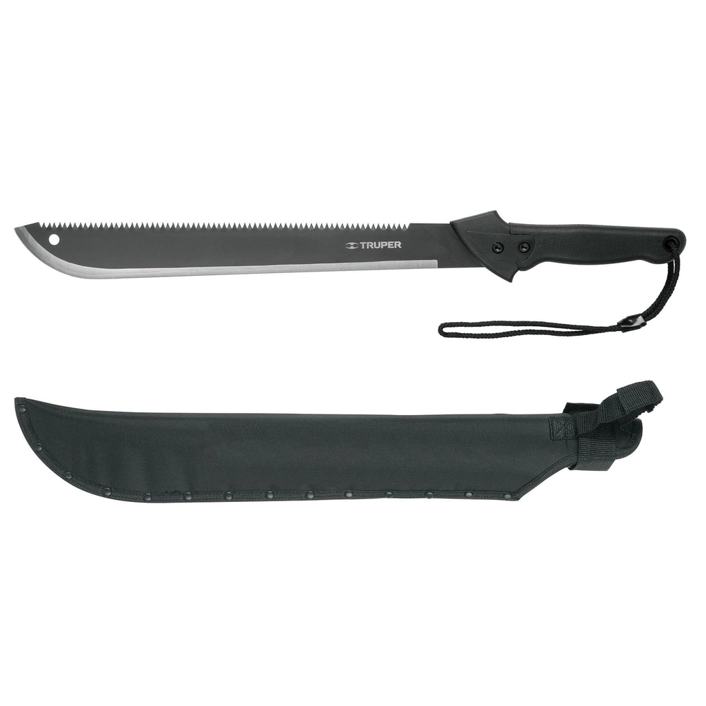 Machete doble filo 18' cacha bimaterial, con funda, Truper - Pag 289