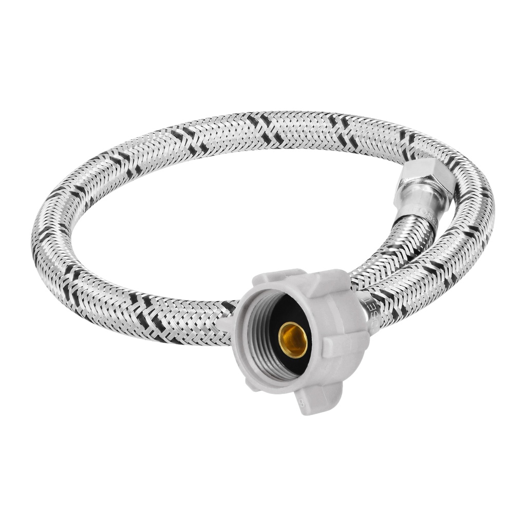 Manguera WC, acero inox, 3/8'x7/8', 50 cm, conector plástico