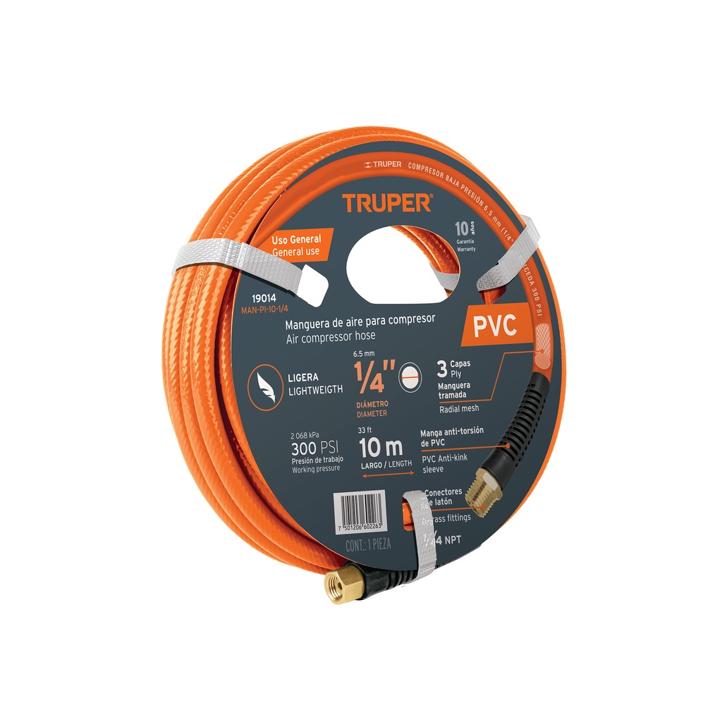 Manguera de PVC para compresor, 10 m x 1/4', Truper - Pag 94