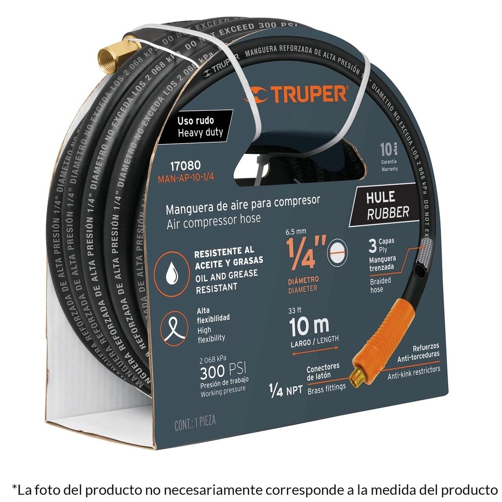 Manguera de hule para compresor, 10 m x 3/8', Truper - Pag 120