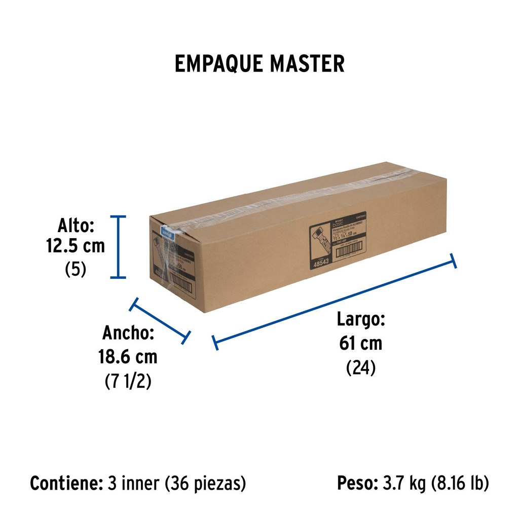 Manguera para WC, aluminio, 1/2' x 7/8', 50 cm, Foset Basic