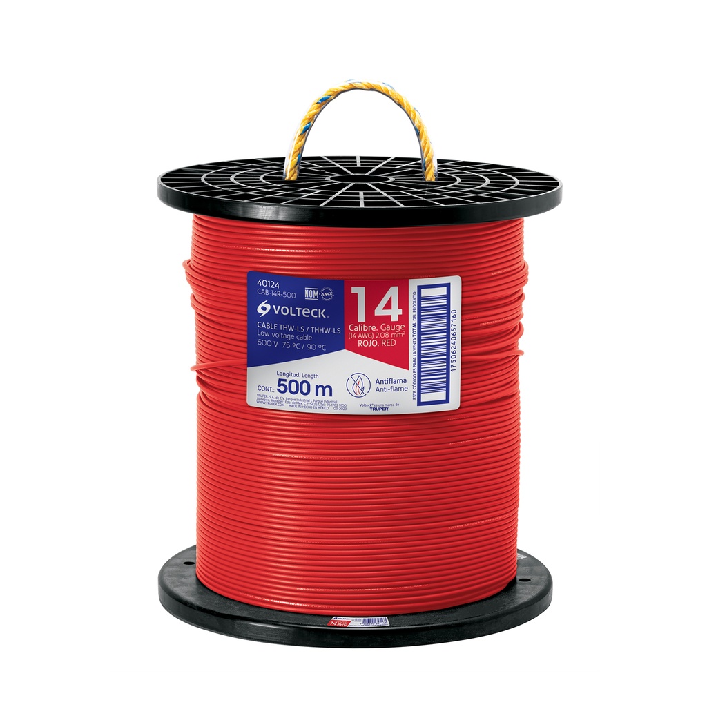 Metro de cable THHW-LS 14 AWG rojo en carrete de 500 m - Pag 412