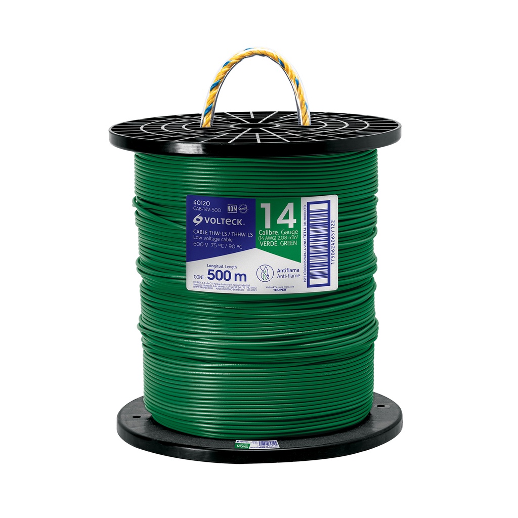 Metro de cable THHW-LS 14 AWG verde en carrete de 500 m - Pag 412