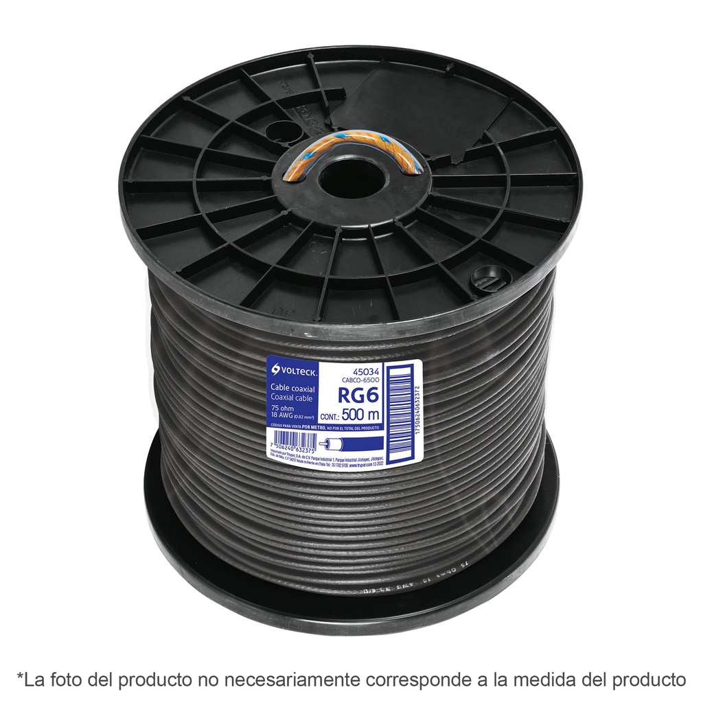 Metro de cable coaxial RG6 en carrete de 300 m, Volteck - Pag 390