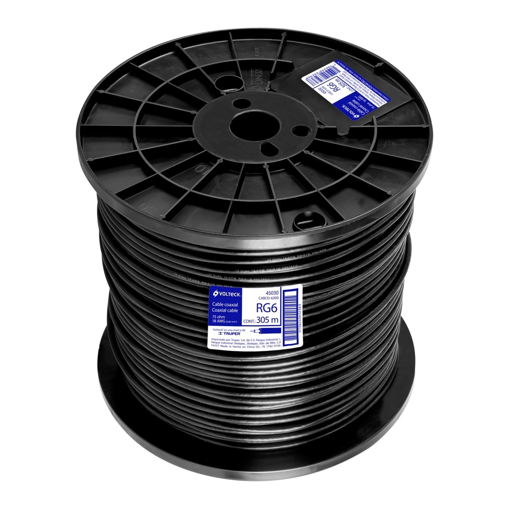 Metro de cable coaxial RG6 en carrete de 300 m, Volteck - Pag 514