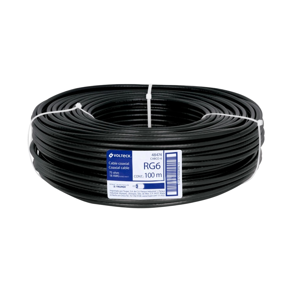 Metro de cable coaxial RG6 en rollo de 100 m, Volteck - Pag 514