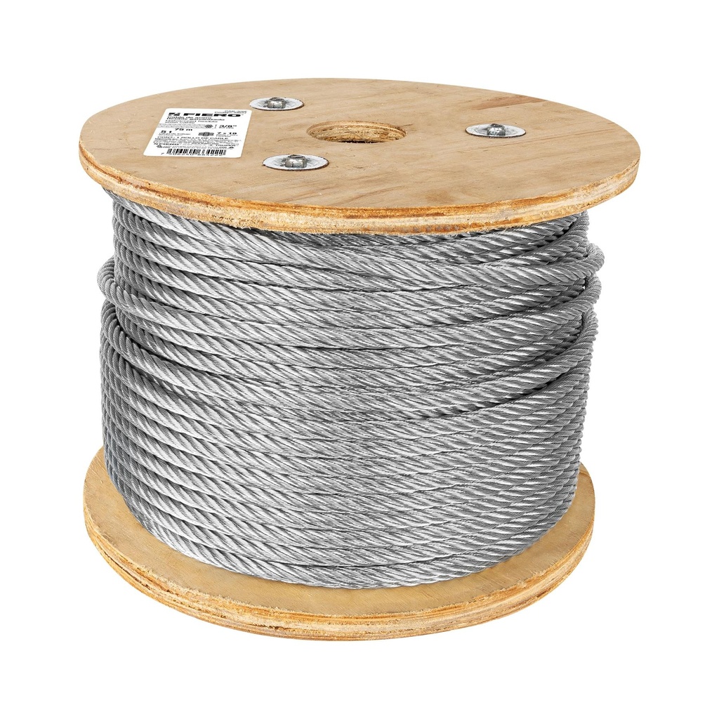 Metro de cable flexible 3/8' de acero 7x19 hilos, 75 m - Pag 736