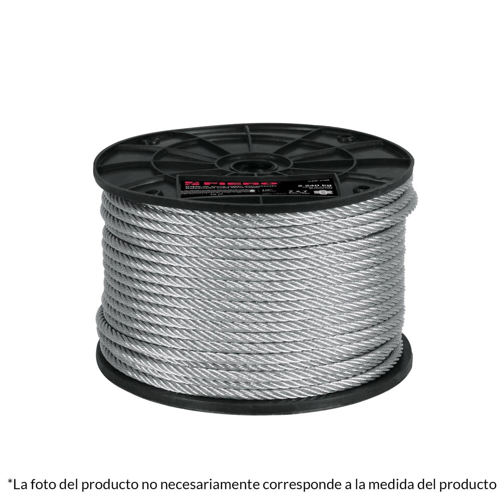 Metro de cable rígido 1/16' de acero 7x7 hilos, 300 m, Fiero - Pag 736