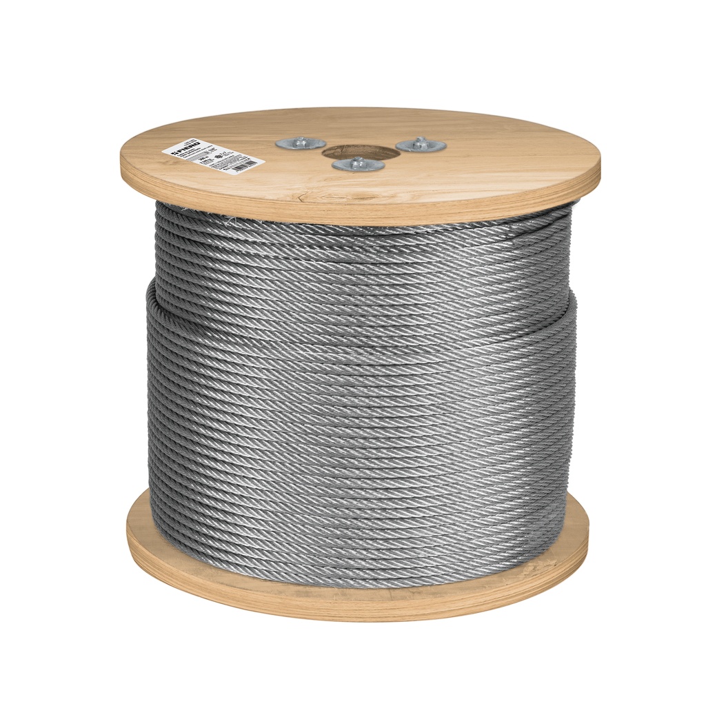 Metro de cable rígido 1/4' de acero 7x7 hilos, 300 m, Fiero