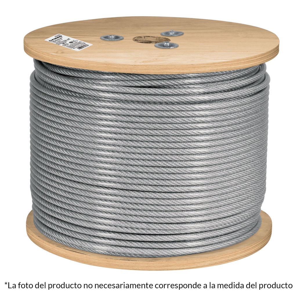 Metro de cable rígido 3/16' acero 7x7 recubierto PVC, 300 m - Pag 550