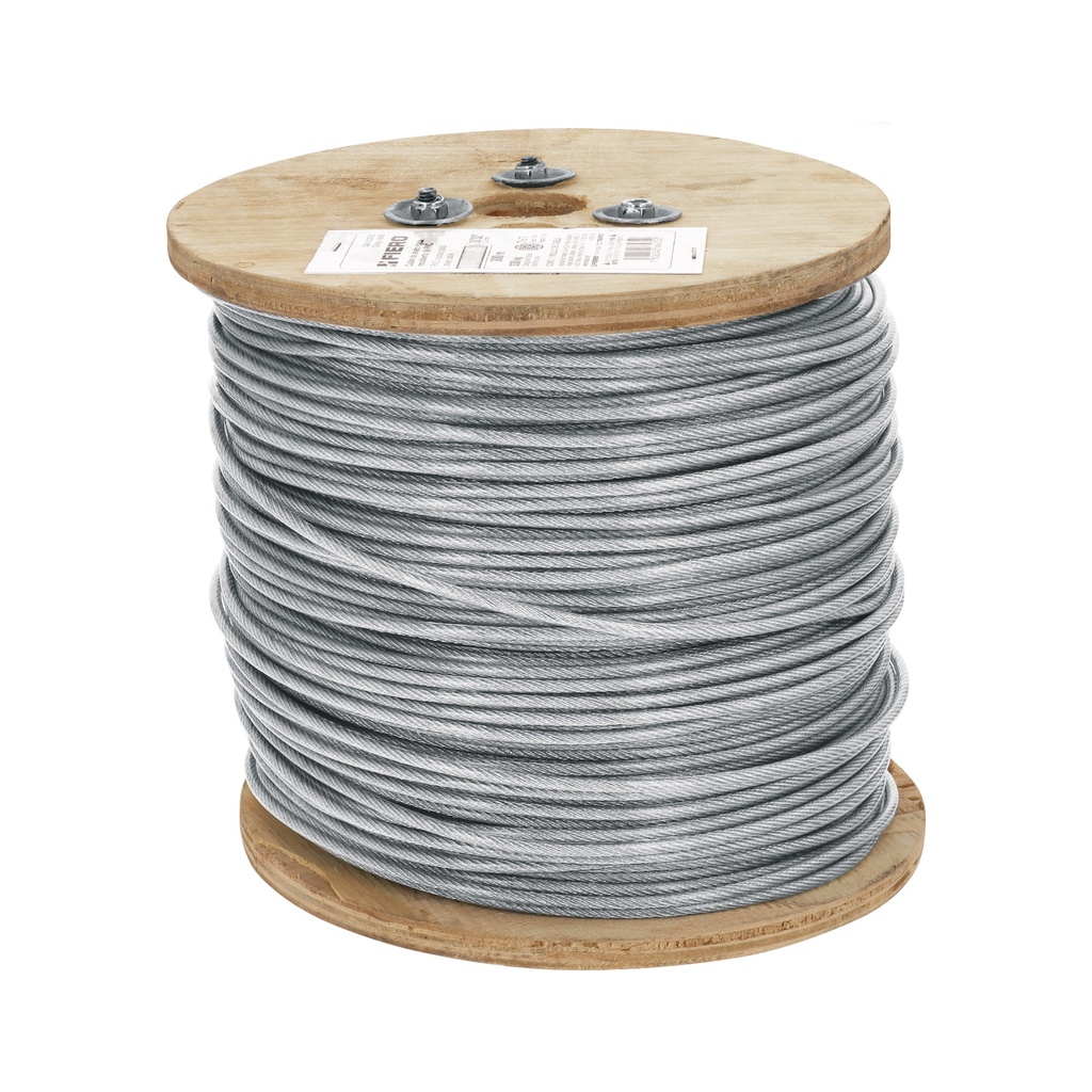 Metro de cable rígido 3/32' acero 7x7 recubierto PVC, 300 m