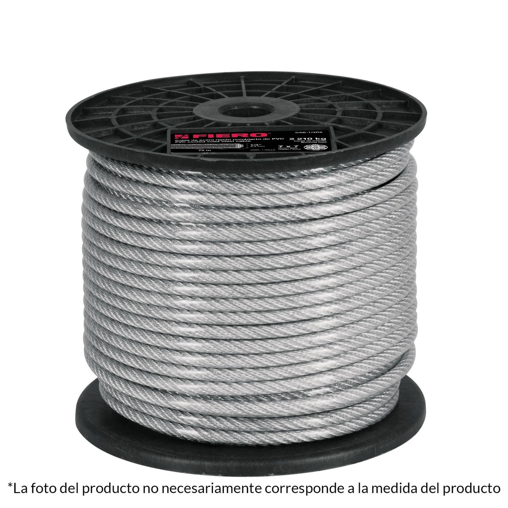 Metro de cable rígido 3/32' acero 7x7 recubierto PVC, 75 m - Pag 736