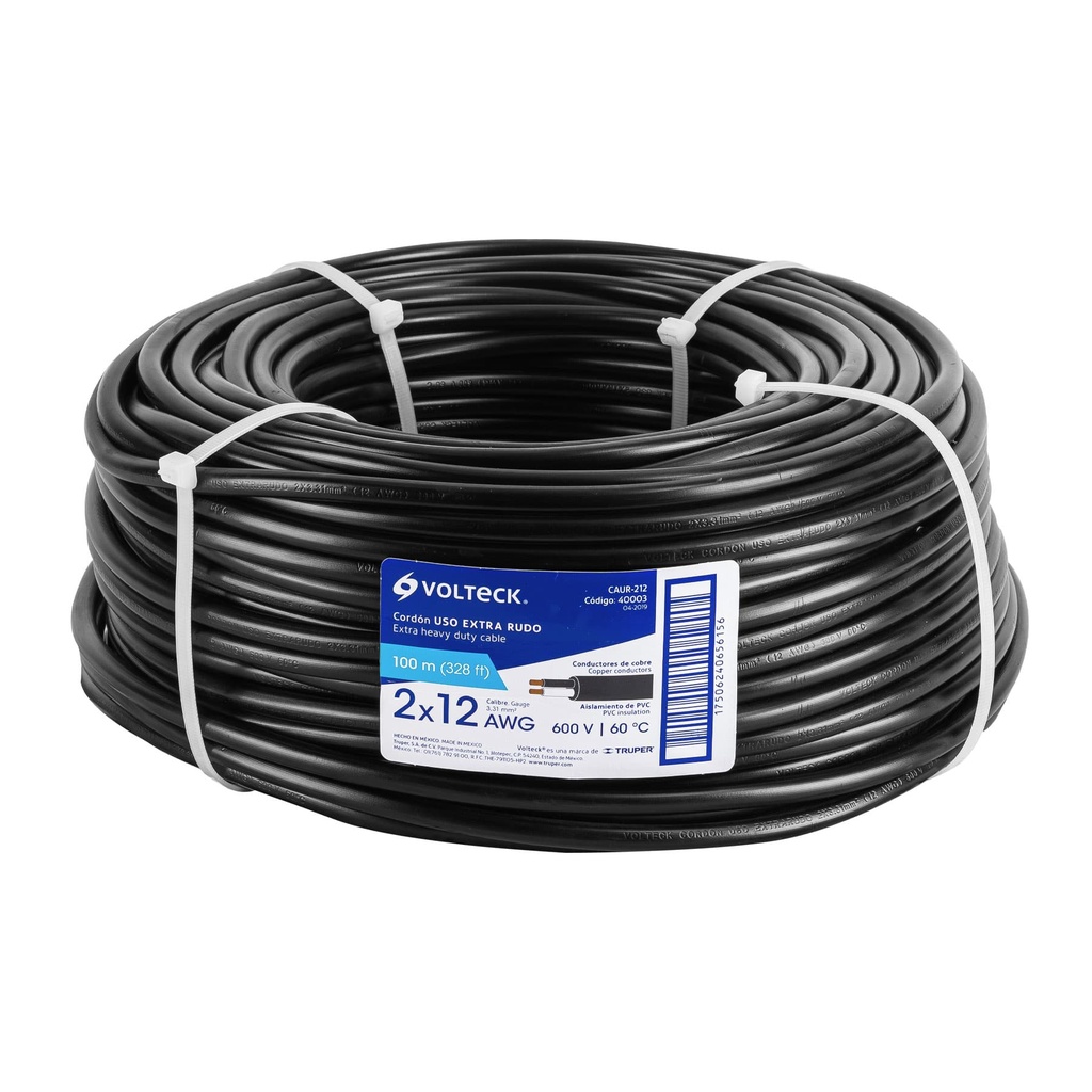 Metro de cable uso extra rudo 2 x 12 AWG en rollo de 100 m - Pag 413