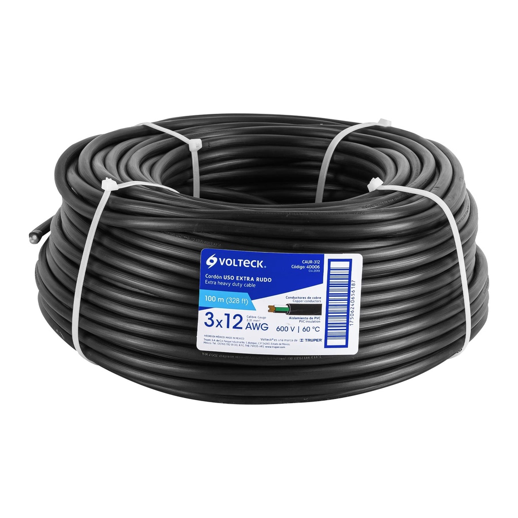 Metro de cable uso extra rudo 3 x 12 AWG en rollo de 100 m - Pag 413