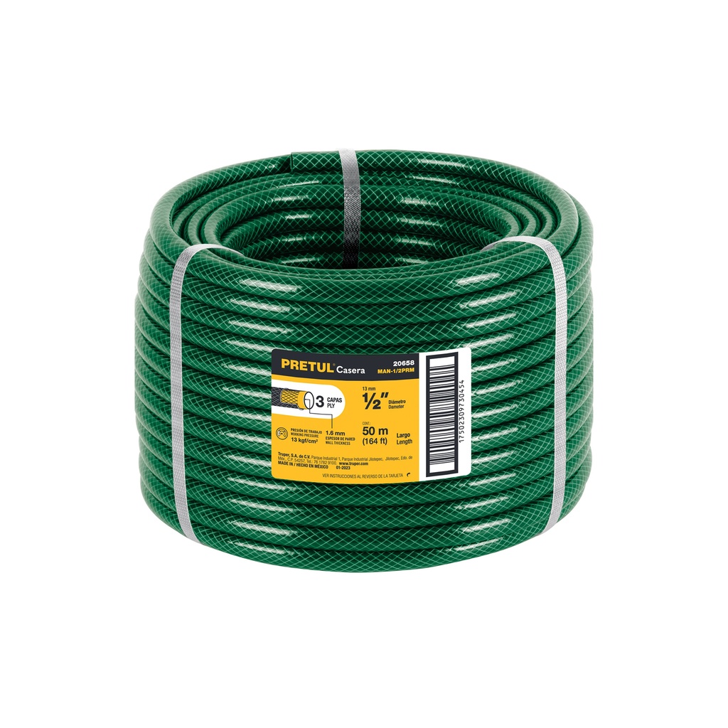 [T20658] Metro de manguera 1/2' 3 capas en rollo de 50 m, Pretul