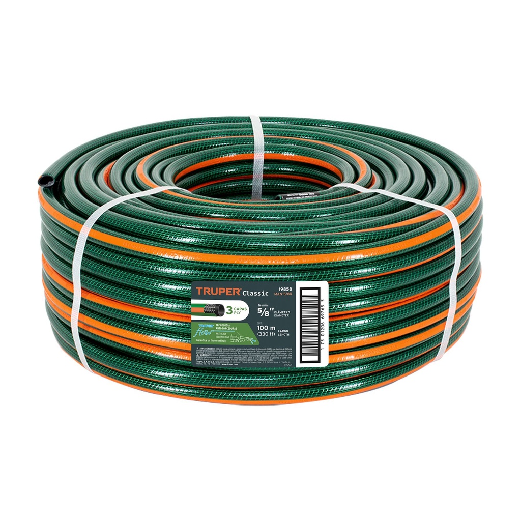Metro de manguera 5/8' 3 capas en rollo de 100 m, Truper - Pag 228