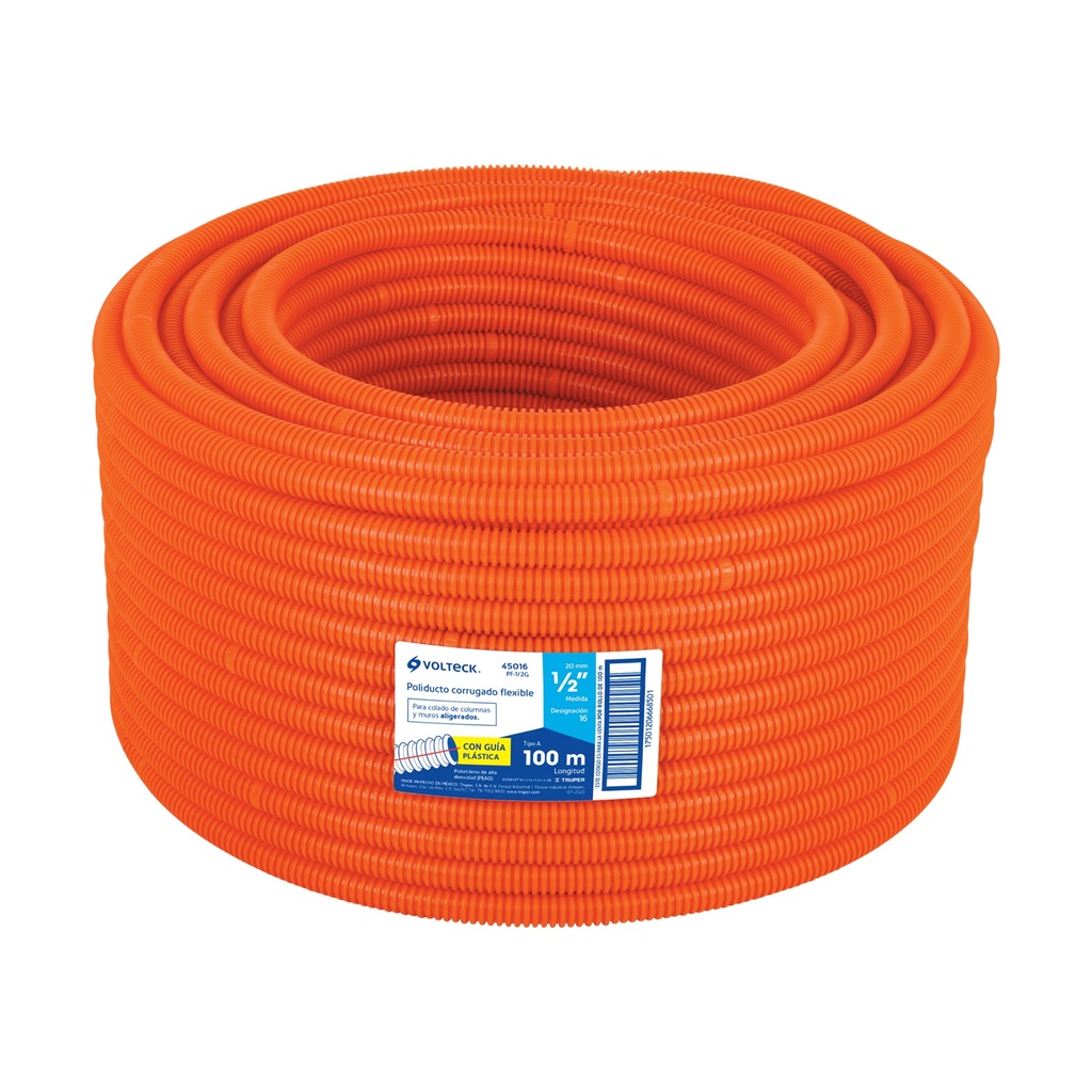 Metro de poliducto 1/2' corrugado flex. c/guía, rollo 100 m - Pag 436