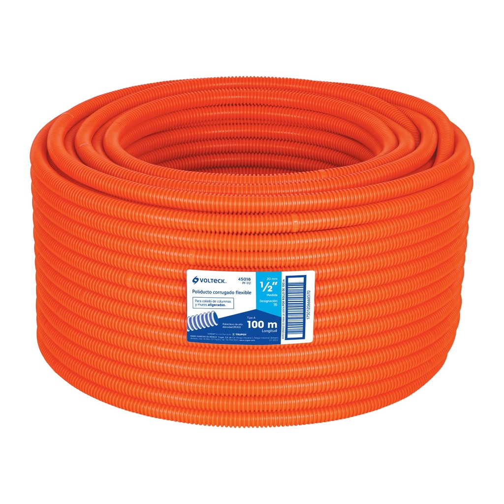 Metro de poliducto 1/2' corrugado flex. s/guía, rollo 100 m - Pag 576
