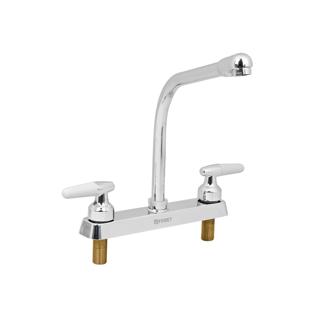 Mezcladora 8' p/fregadero, cuello cobra, manerales cono