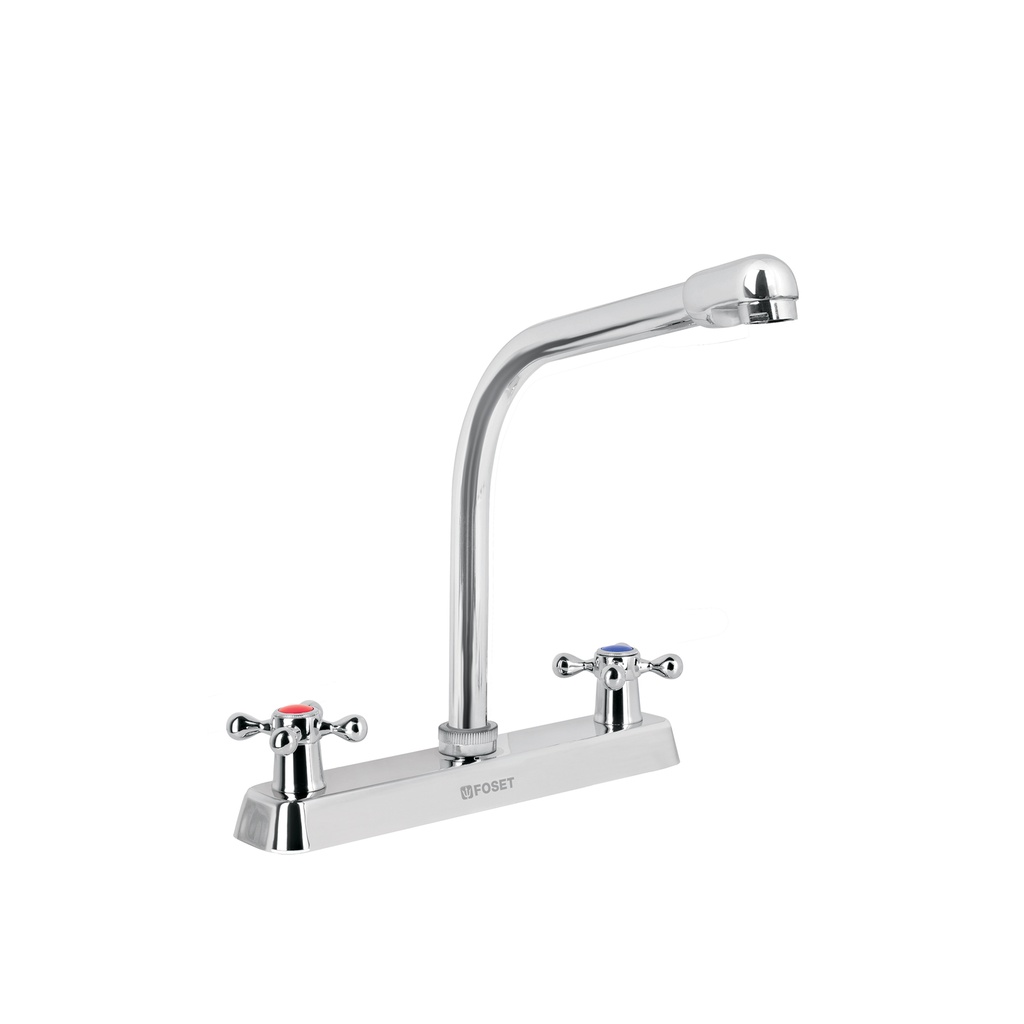 Mezcladora 8' p/fregadero, cuello cobra, manerales cruceta