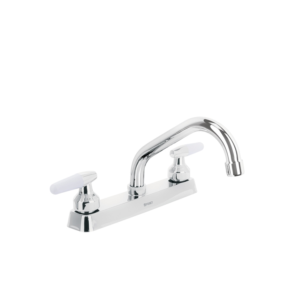 Mezcladora 8' p/fregadero, cuello corto, manerales cono