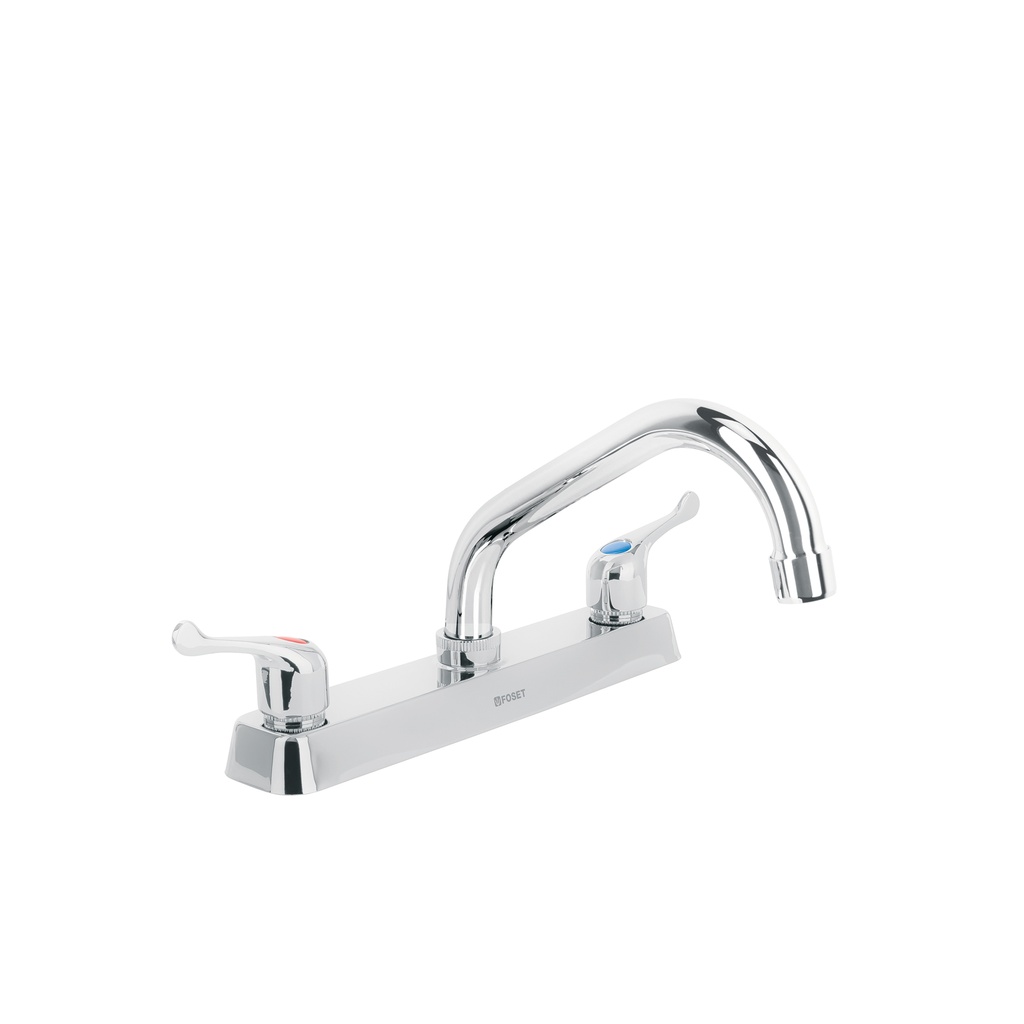 Mezcladora 8' p/fregadero, cuello corto, manerales palanca