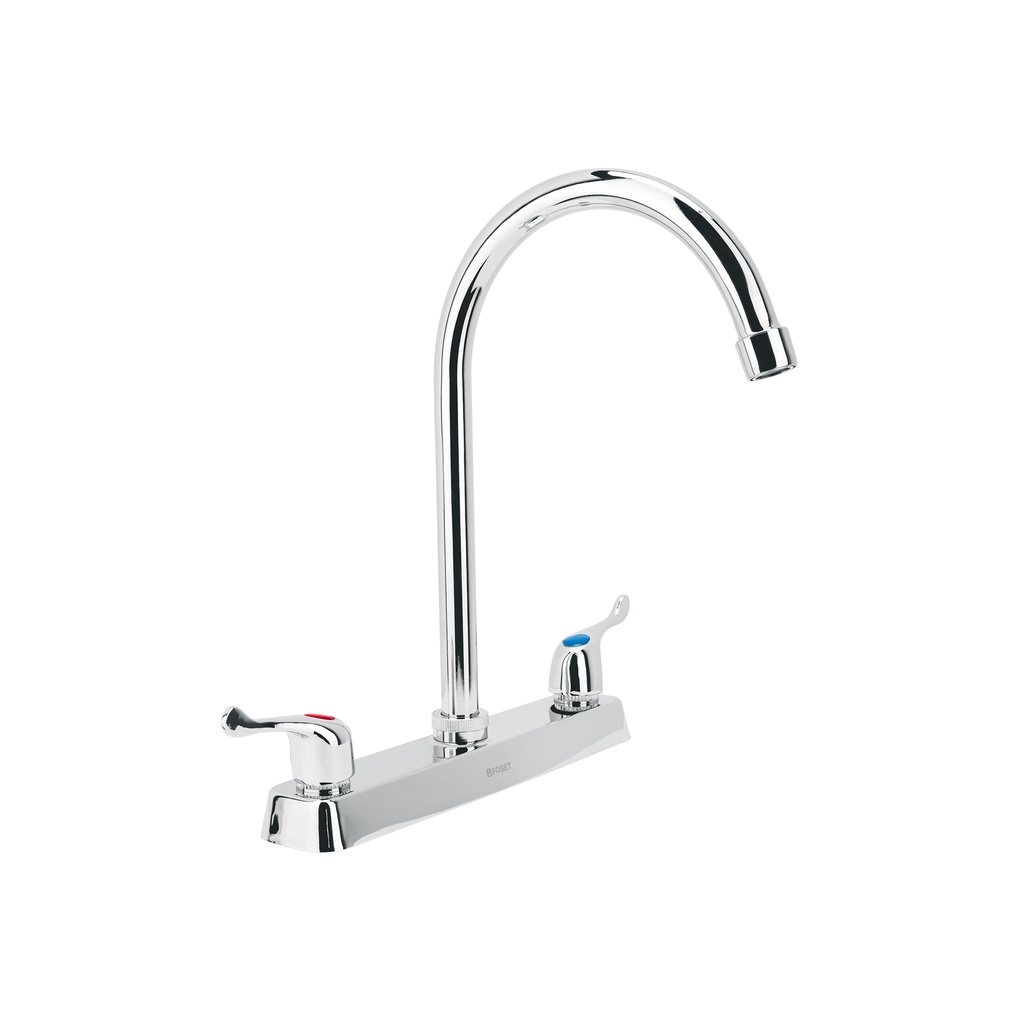 Mezcladora 8' p/fregadero, cuello curvo, manerales palanca
