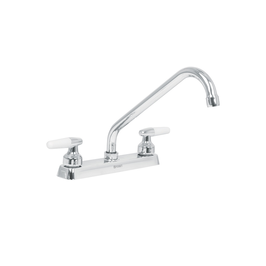Mezcladora 8' p/fregadero, cuello largo, manerales cono