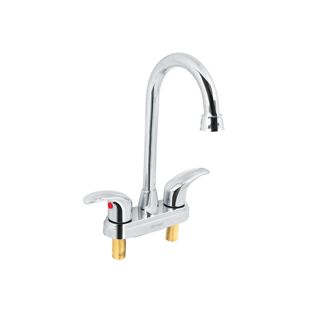 Mezcladora cromo 4' para lavabo, cuello bar, palanca, Aqua