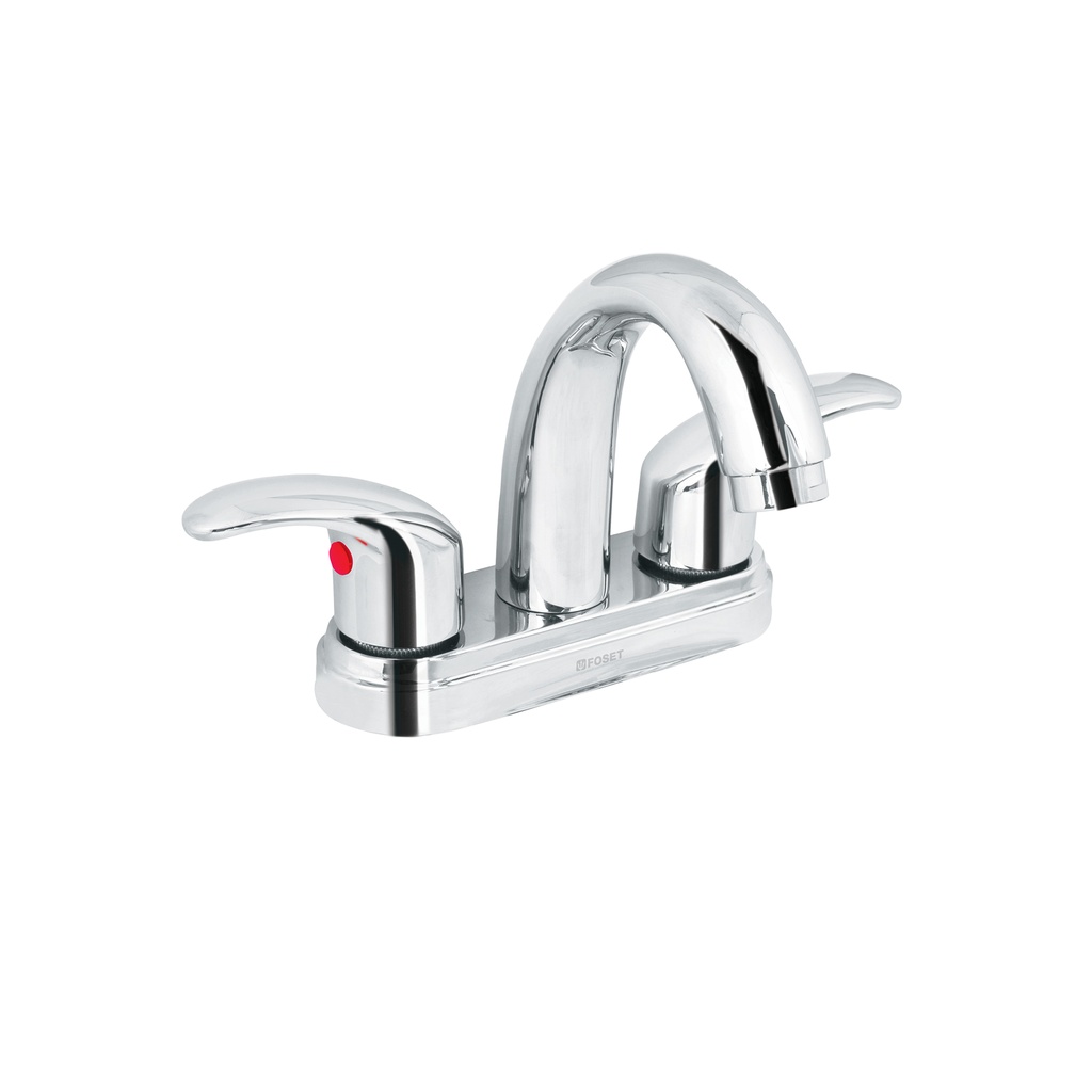 Mezcladora cromo 4' para lavabo, nariz curva, palanca, Aqua