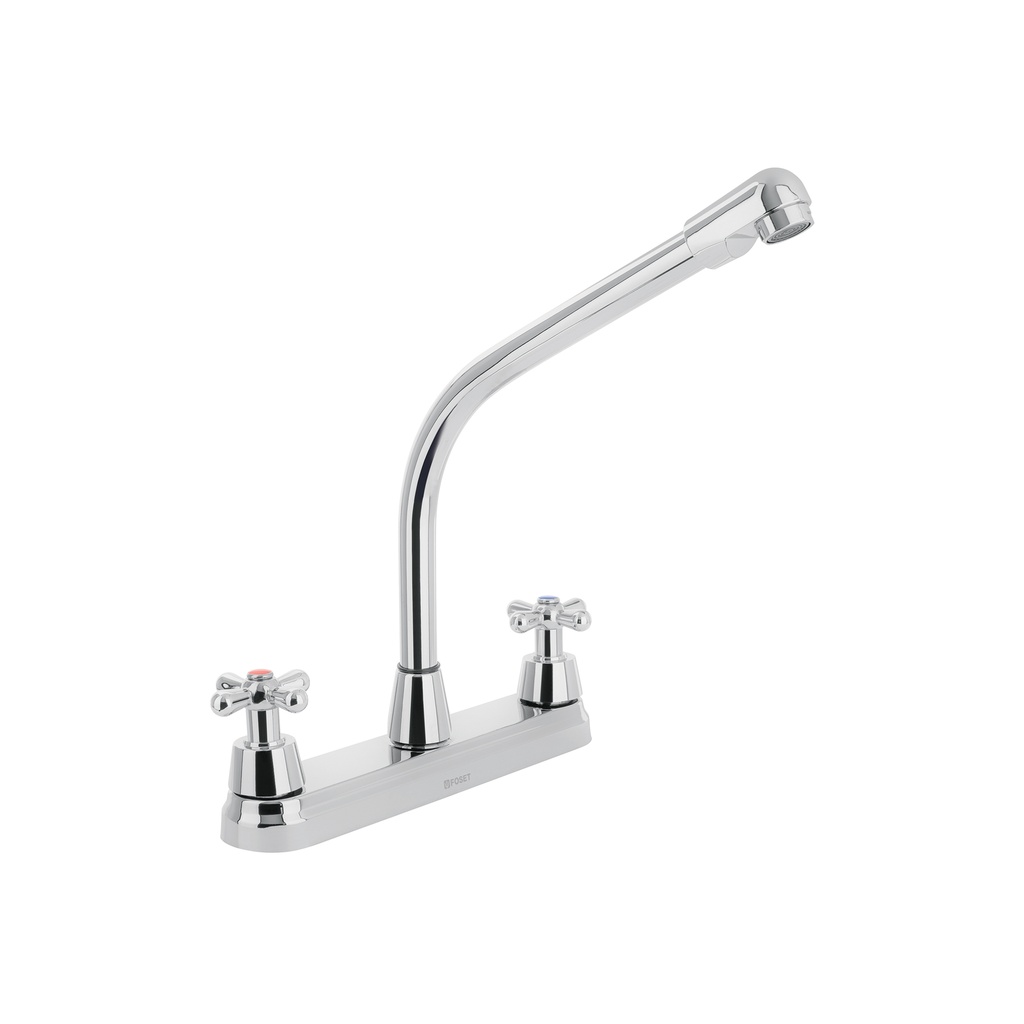 Mezcladora inox 8' p/fregadero, cuello cobra, cruceta, Aqua