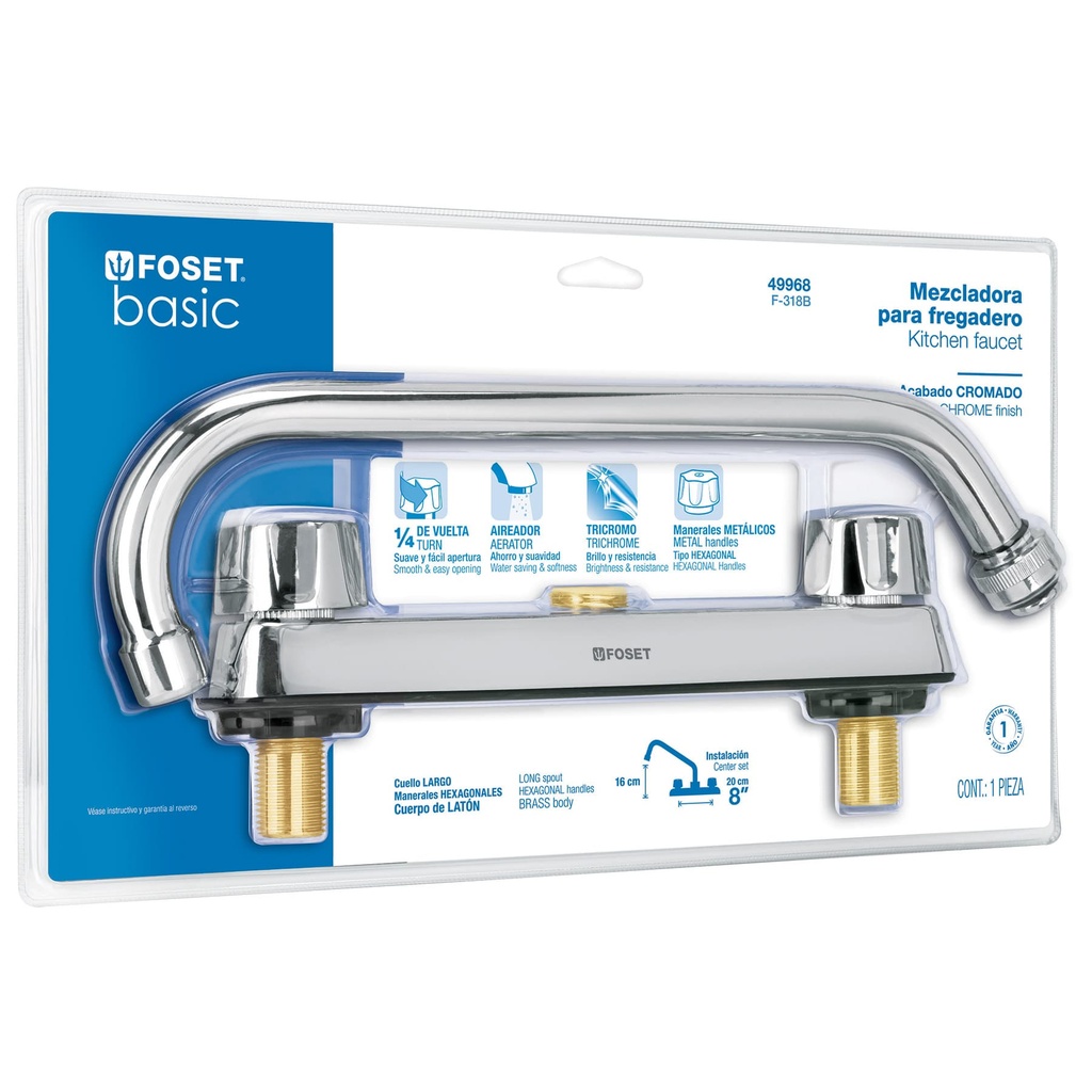 Mezcladora manerales hexagonales para fregadero, Foset Basic - Pag 495