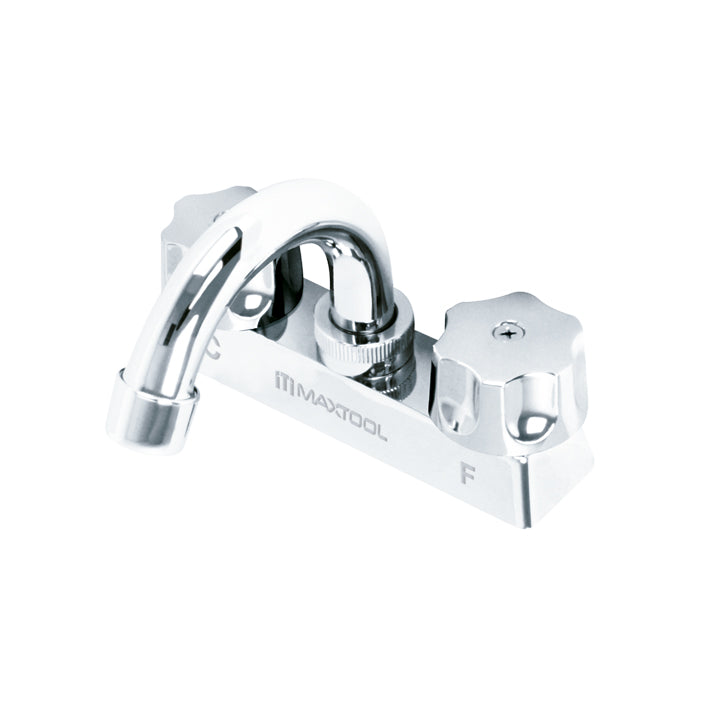 Mezcladora para lavabo 4" cuello curvo maneral tipo 4 puntas, ABS y cuerpo laton