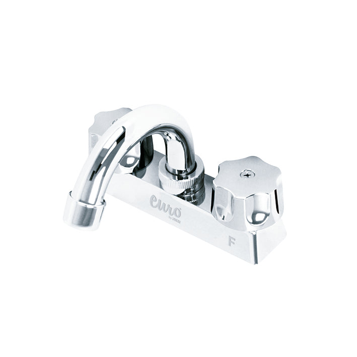 Mezcladora para lavabo 4" cuello curvo maneral tipo estrella